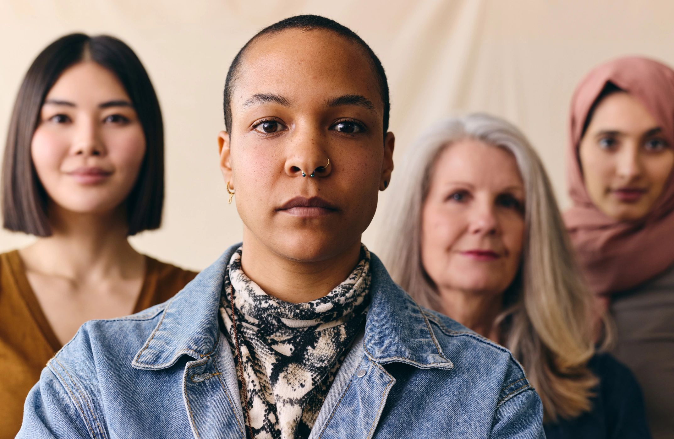 Women standing together in community