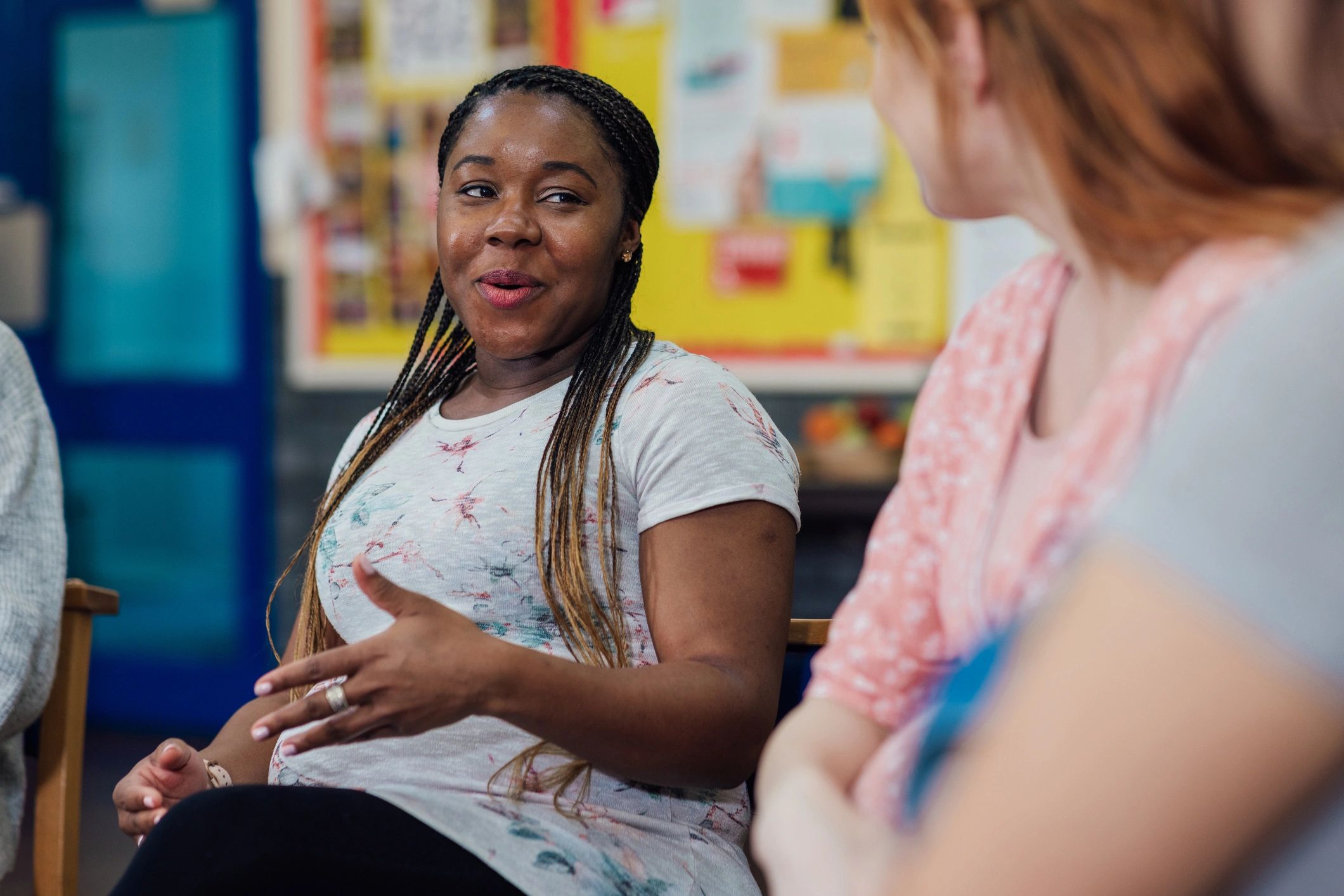 Supportive women gathered in conversation